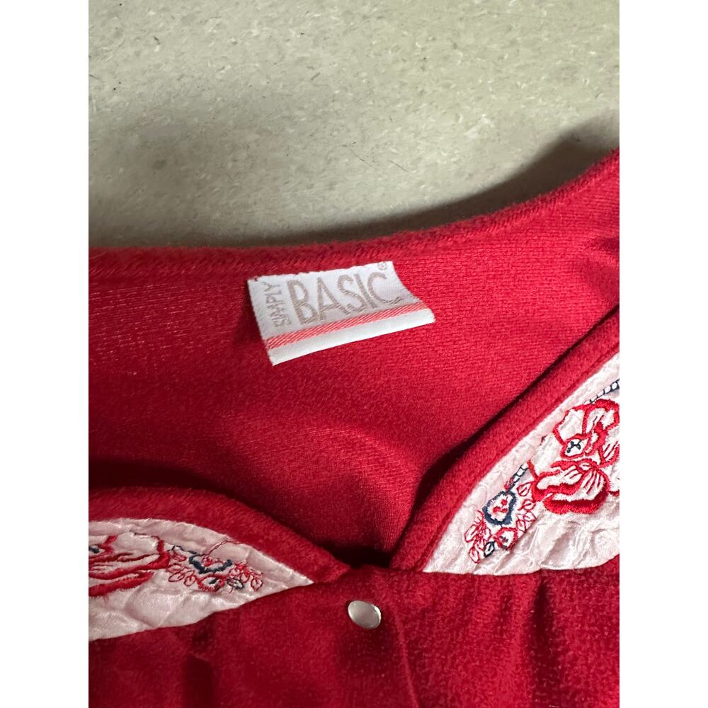 Red, Button Up, Plush Robe Simply Basic, Featurin… - image 1